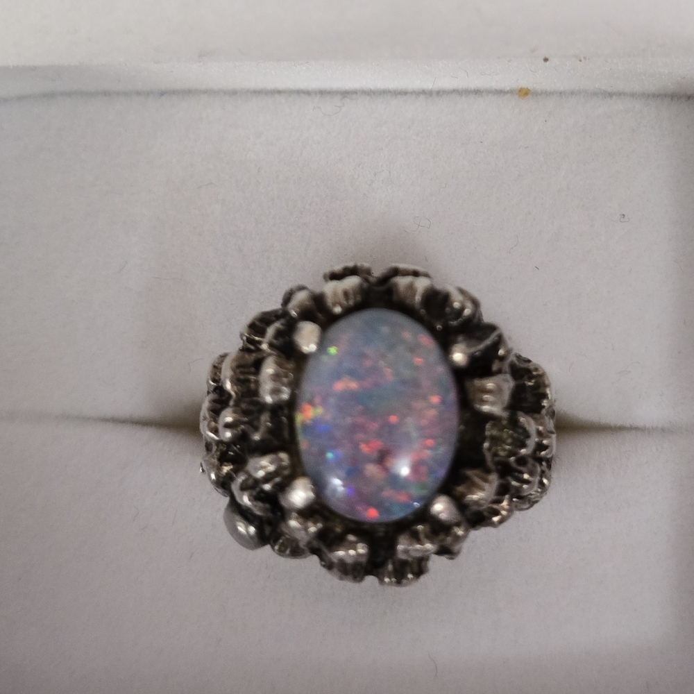 Elegant Silver Opal Ring
